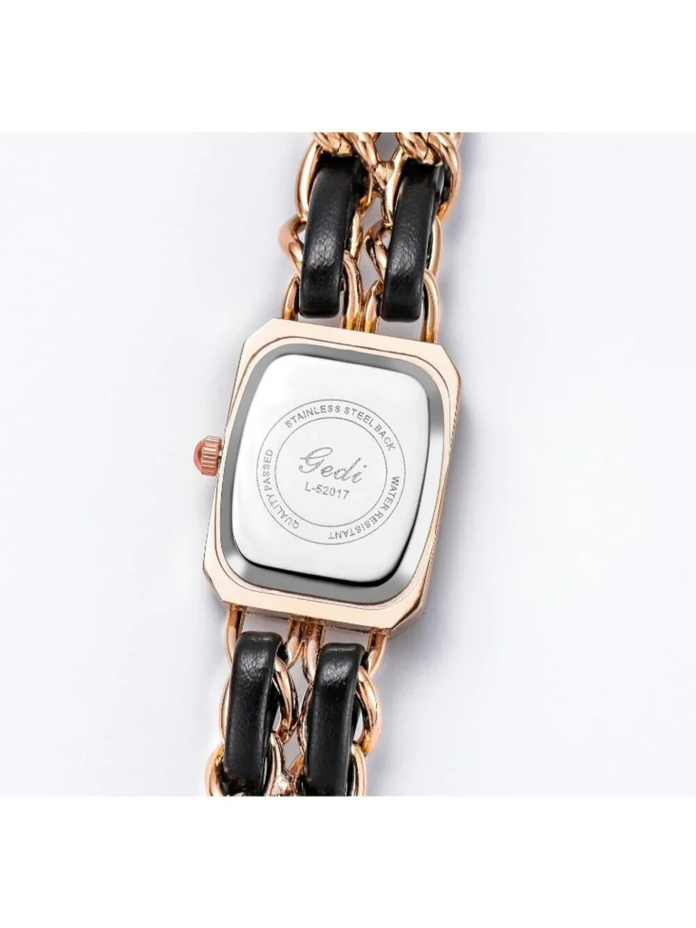 Women's Rose Gold Square Adjustable Chain Braid Band Quartz Retro Wrist Watch
